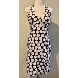 Brown and White Polkadot Knee-Length Halter Dress